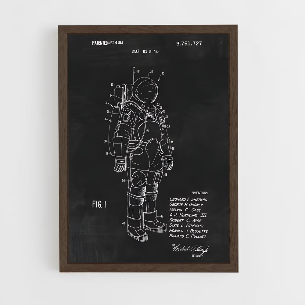 Poster Astronaute en Craie – affiche Espace rétro (vue 5)